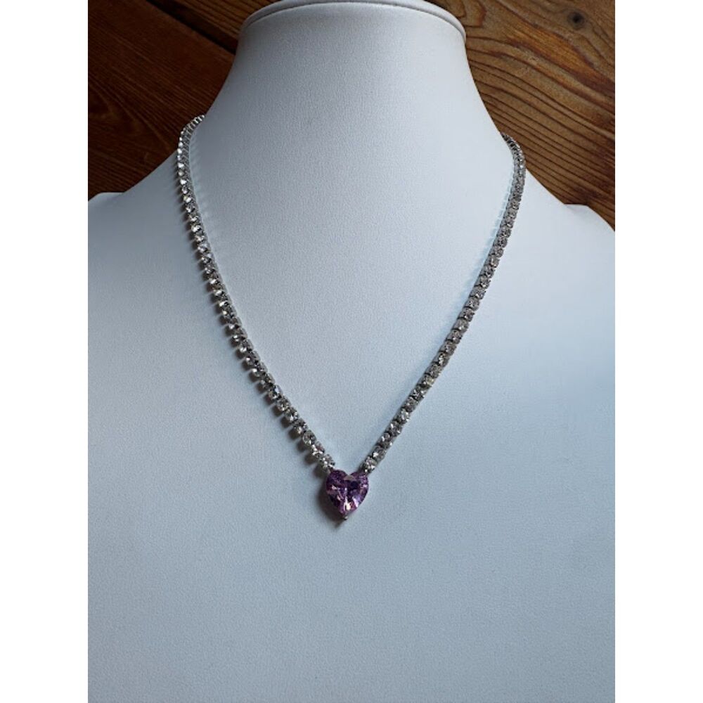 Pink Heart Zircon Necklace NWT